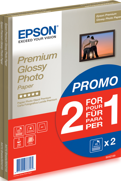 Epson Premium Glossy Photo Paper - A4 - 2x 15 Sheets