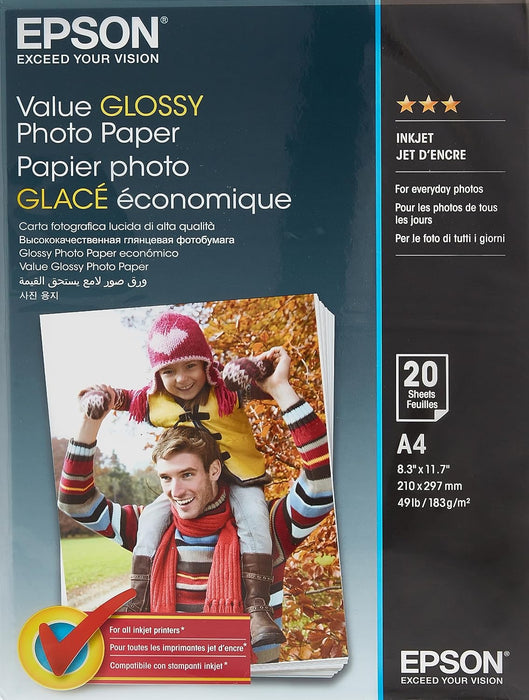 Epson Value Glossy Photo Paper - A4 - 20 Sheets