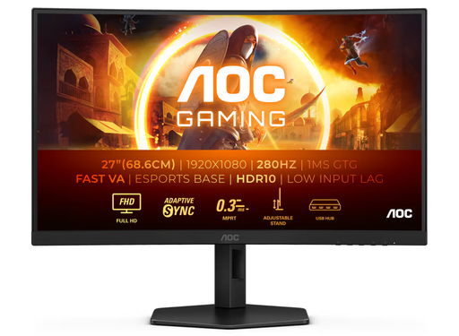 AOC C27G4ZXU 27" 280Hz 0.3m Full HD Gaming Curved Monitor Gaming Monitor AOC