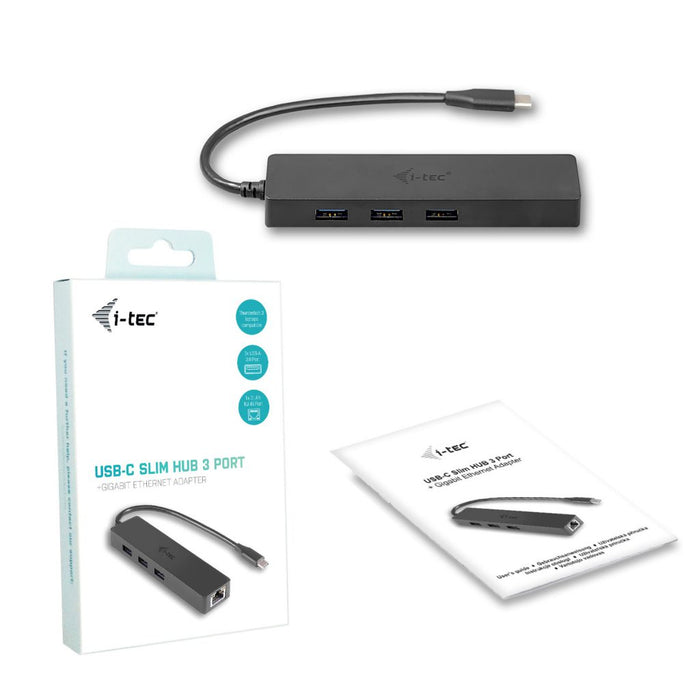 i-tec USB-C Slim Passive HUB 3 Port + Gigabit Ethernet Adapter | C31GL3SLIM USB Hubs & Docking Station i-tec