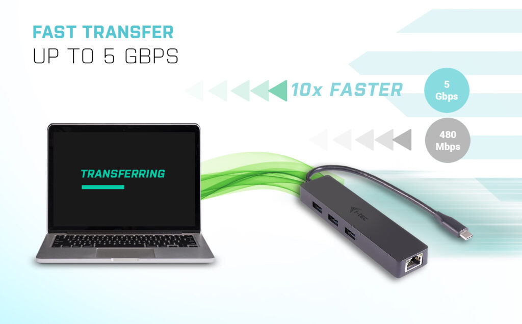 i-tec USB-C Slim Passive HUB 3 Port + Gigabit Ethernet Adapter | C31GL3SLIM USB Hubs & Docking Station i-tec