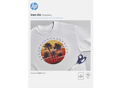 HP Iron-On Transfers-12 Sheet A4 210 x 297 mm Printer Paper | A4 - A3 Paper & Photo Paper HP