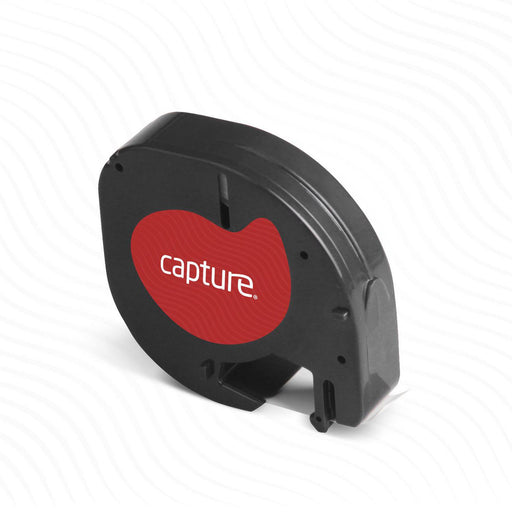 Capture LetraTag Compatible 12mm x 4m Black on White Labeltape | CA-S0721520 Labelling Tapes Capture