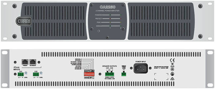 Cloud Electronics 2x250W @ 4 Ohm-8 Ohm-70V-100V Digital Amplifier | CA2250EK Audio Amplifier Cloud Electronics