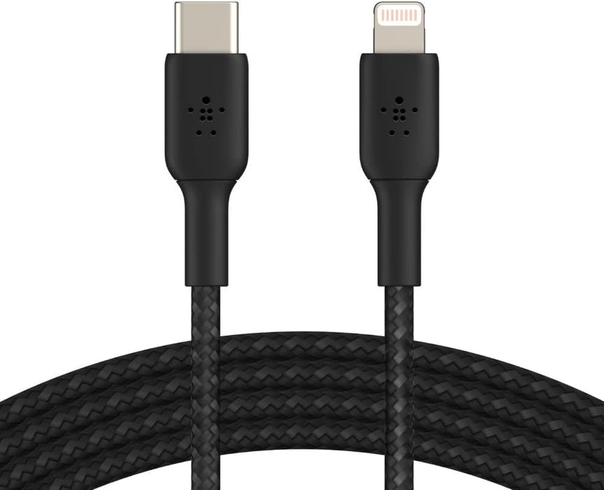 Belkin Braided USB-C to Lightning Cable 1m / 3.3ft, Black | CAA004BT1MBK