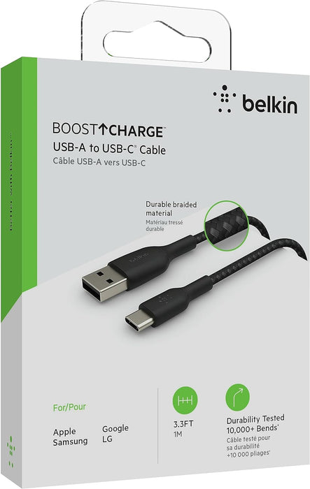 Belkin Boost Charge 1m USB-A to USB-C Cable Black | CAB002BT1MBK