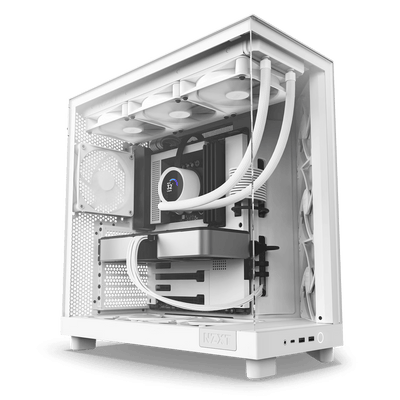 NZXT H6 Flow Compact Dual-Chamber Tempered Glass White PC Case - CC-H61FW-01 PC Case NZXT