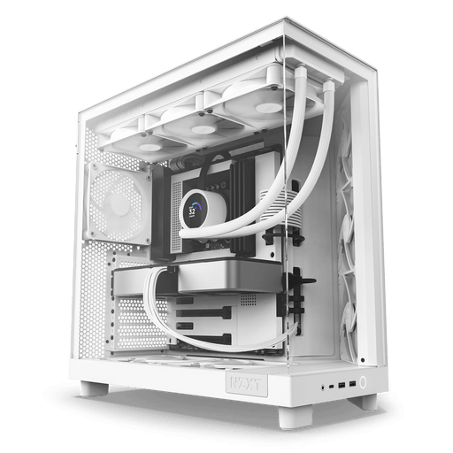 NZXT H6 Flow Compact Dual-Chamber Tempered Glass White PC Case - CC-H61FW-01