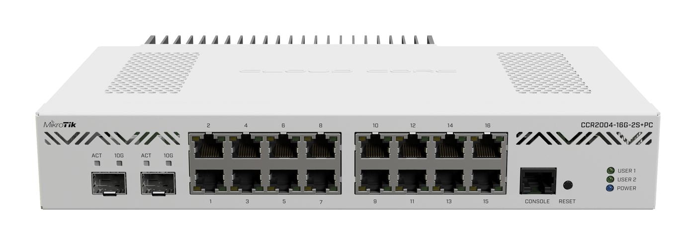 MikroTik CCR2004 1.2 GHz 16x Gigabit 2x SFP+ Silent Performance Router | CCR2004-16G-2S+PC Wired Router MikroTik