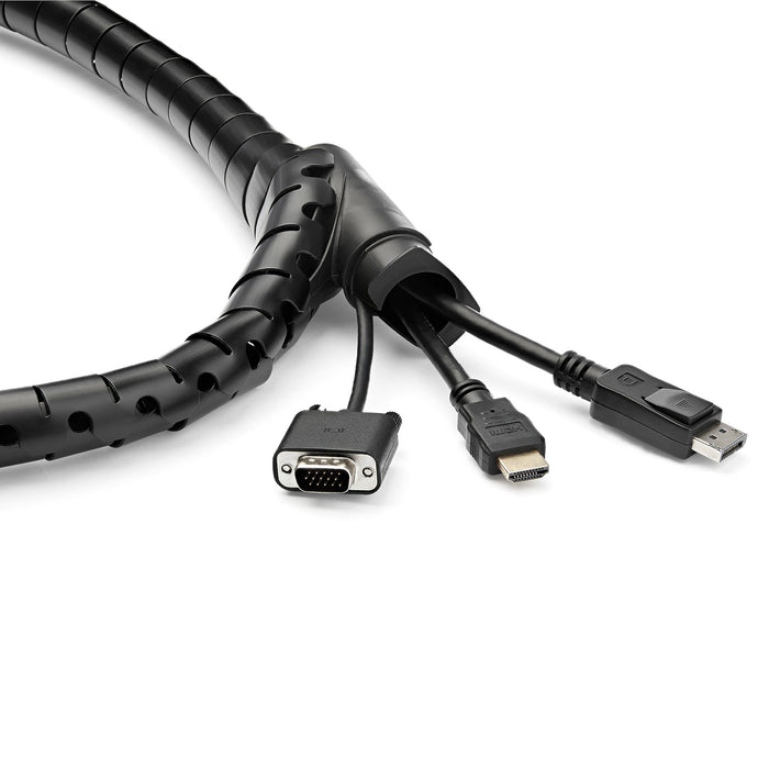 StarTech 2.5 m (8.2 ft.) Black Cable-Management Sleeve - CMSCOILED4 Cable Accessory Startech