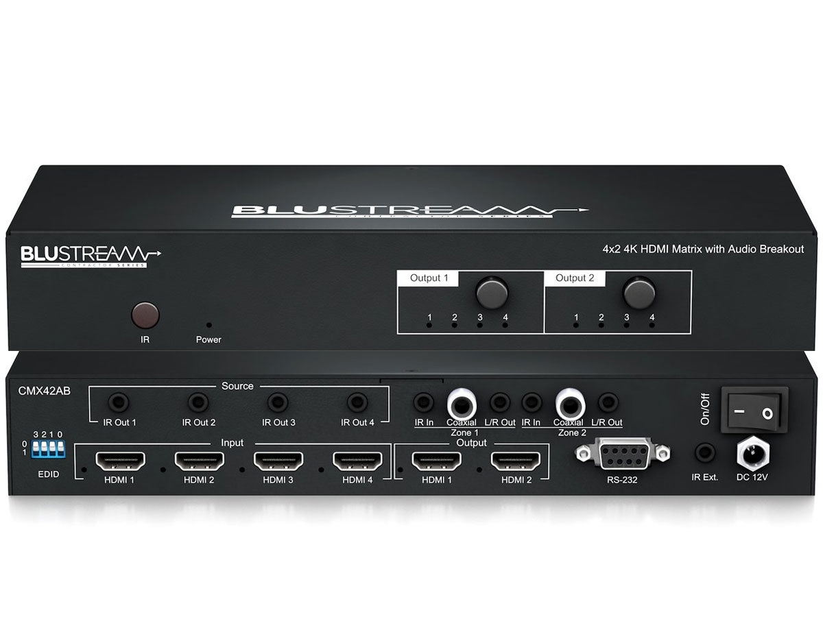 BluStream Contractor 4x2 HDMI Matrix | CMX42AB Splitter BluStream
