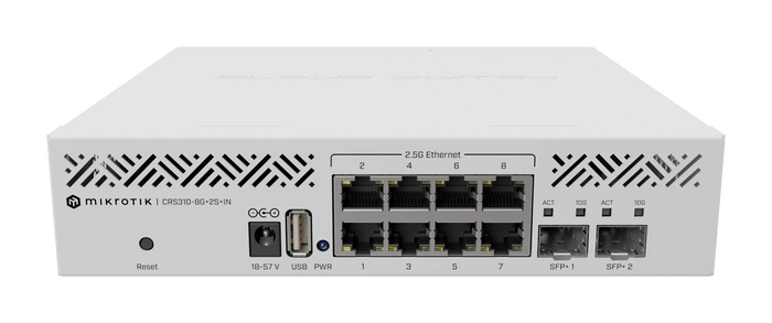 MikroTik 2.5G Switch 8x2.5G RJ45 2x10G SFP+ Compact L3 Managed | CRS310-8G+2S+IN Network Switch MikroTik