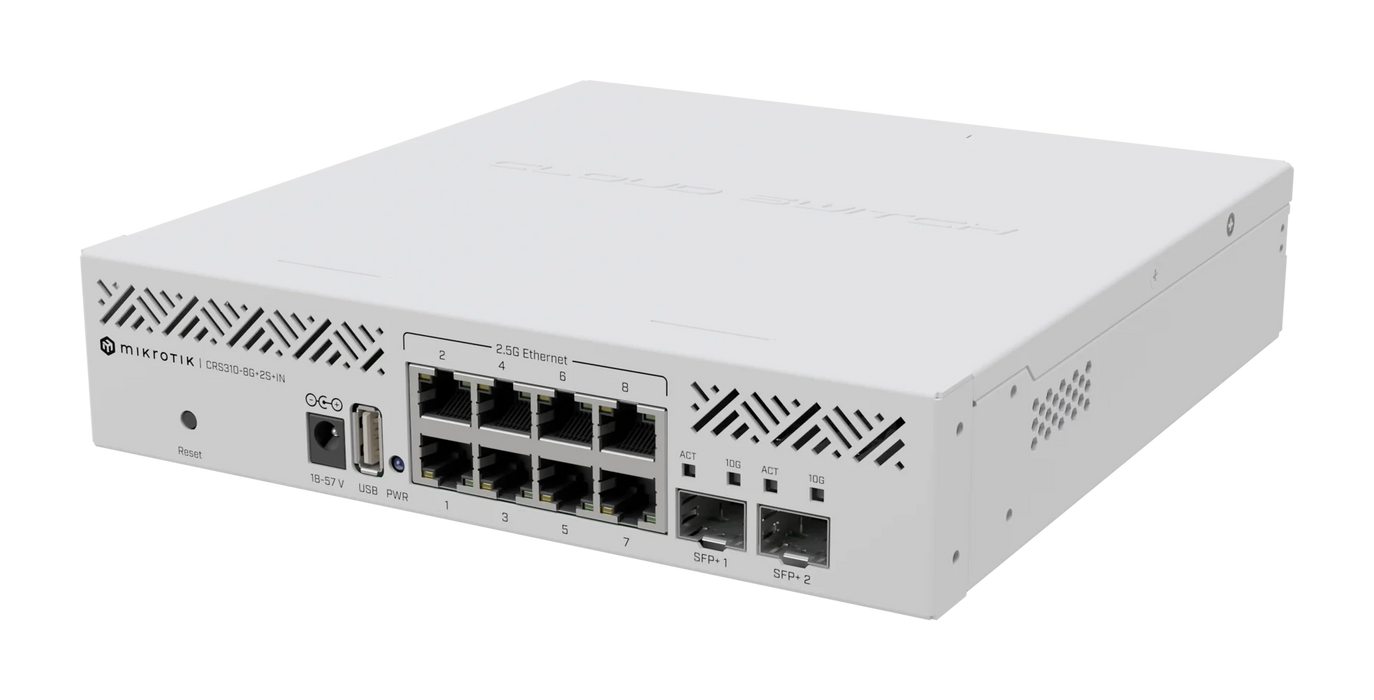 MikroTik 2.5G Switch 8x2.5G RJ45 2x10G SFP+ Compact L3 Managed | CRS310-8G+2S+IN Network Switches MikroTik