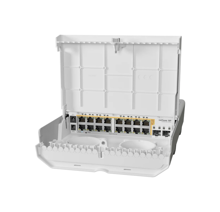 MikroTik netPower 16P PoE Switch 16x1G RJ45 Outdoor Enclosure 2xSFP+ Uplinks |CRS318-16P-2S+OUT Network Switches MikroTik