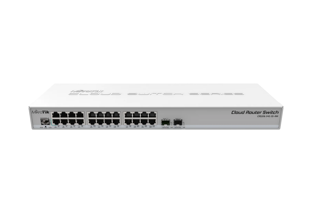 MikroTik Gigabit Switch 24x1G RJ45 2x10G SFP+ Dual Boot Managed | CRS326-24G-2S+RM Network Switches MikroTik