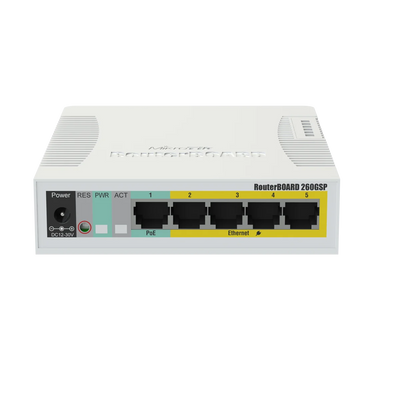 MikroTik RB260GSP Gigabit Switch 5x1G RJ45 1xSFP Passive PoE Output | CSS106-1G-4P-1S Network Switch MikroTik