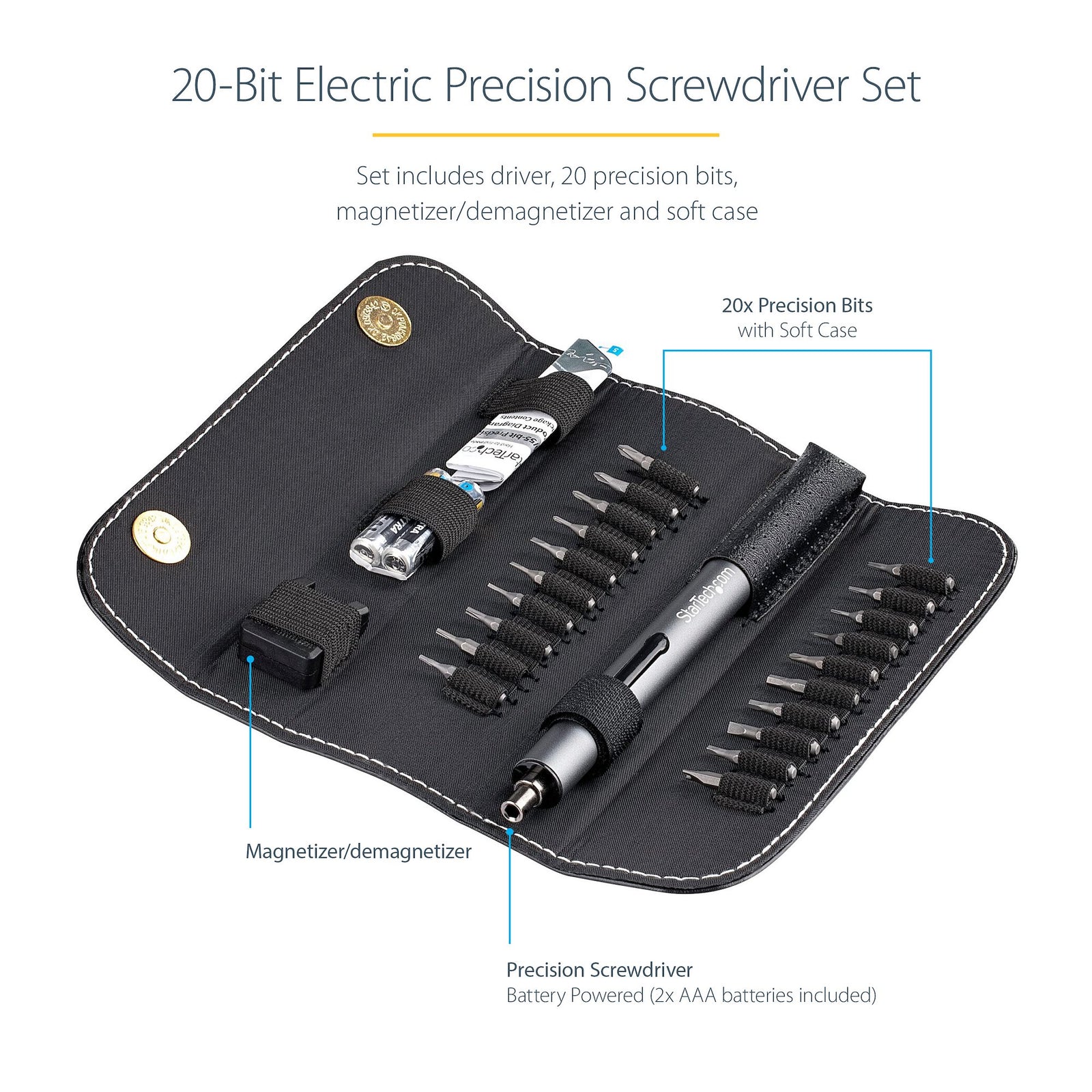 StarTech 20-Bit Electric Precision Screwdriver Set - CTK20PCEDRIVE Cable Accessory Startech