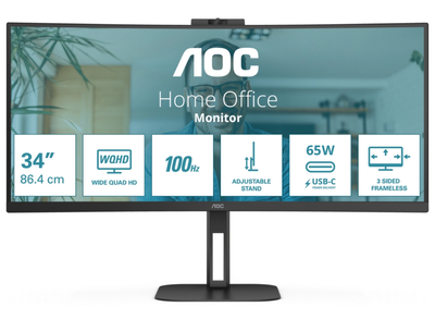 AOC CU34V5C/BK 34" 100Hz 1ms WQHD Desktop Monitor Desktop Monitor AOC