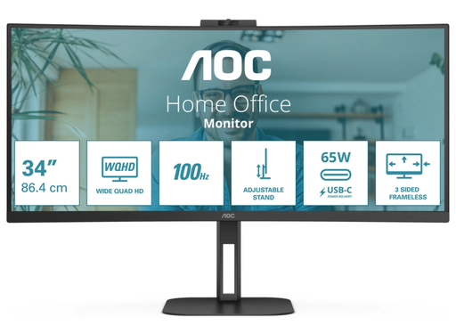AOC CU34V5C/BK 34" 100Hz 1ms WQHD Desktop Monitor Desktop Monitor AOC
