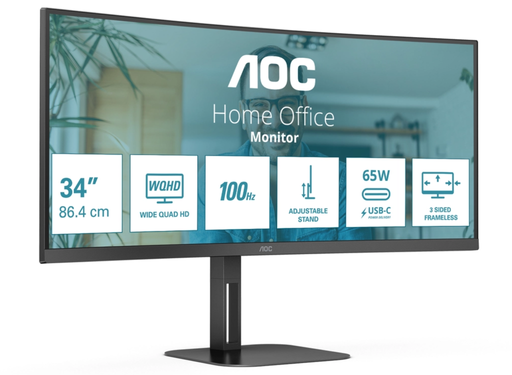 AOC CU34V5C/BK 34" 100Hz 1ms WQHD Desktop Monitor Desktop Monitor AOC