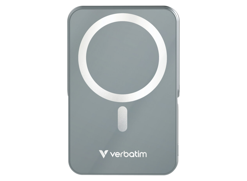 Verbatim Charge 'n' Go Magnetic Wireless Charging Power Bank Glass with Stand 10000 mAh – Grey | 32268