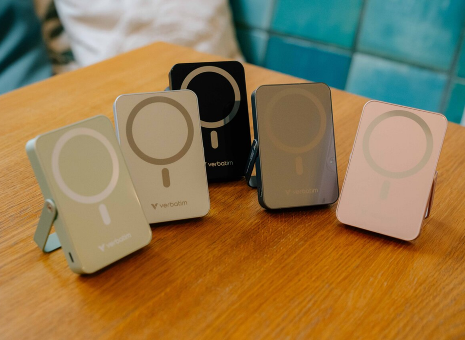 Verbatim Charge 'n' Go Magnetic Wireless Charging Power Bank Glass with Stand 10000 mAh – Grey | 32268