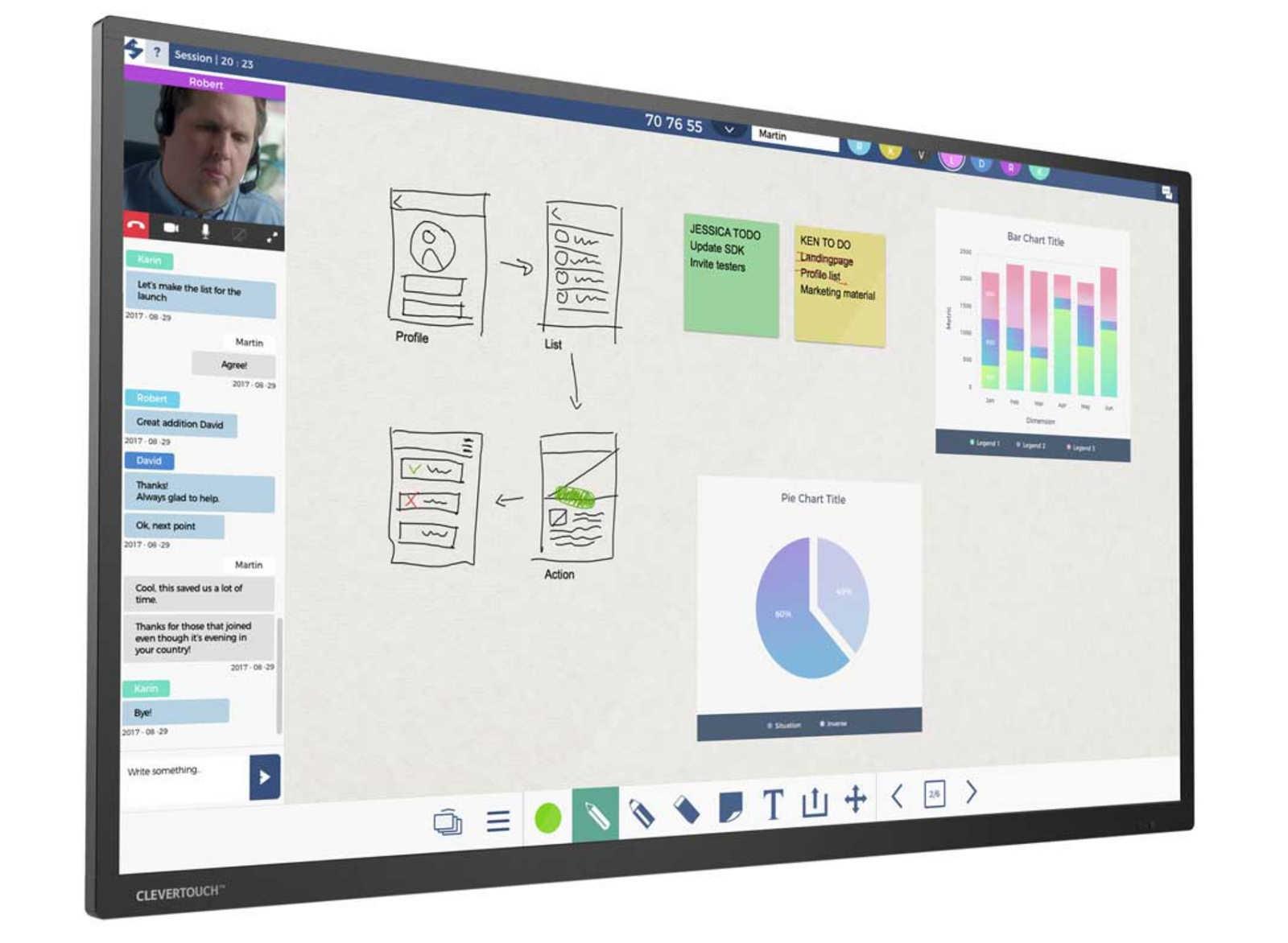 CleverTouch Pro Series E-CAP 75" 4K Ultra HD 20 Touch Points Interactive Touchscreen Display Interactive Touchscreen Display CleverTouch