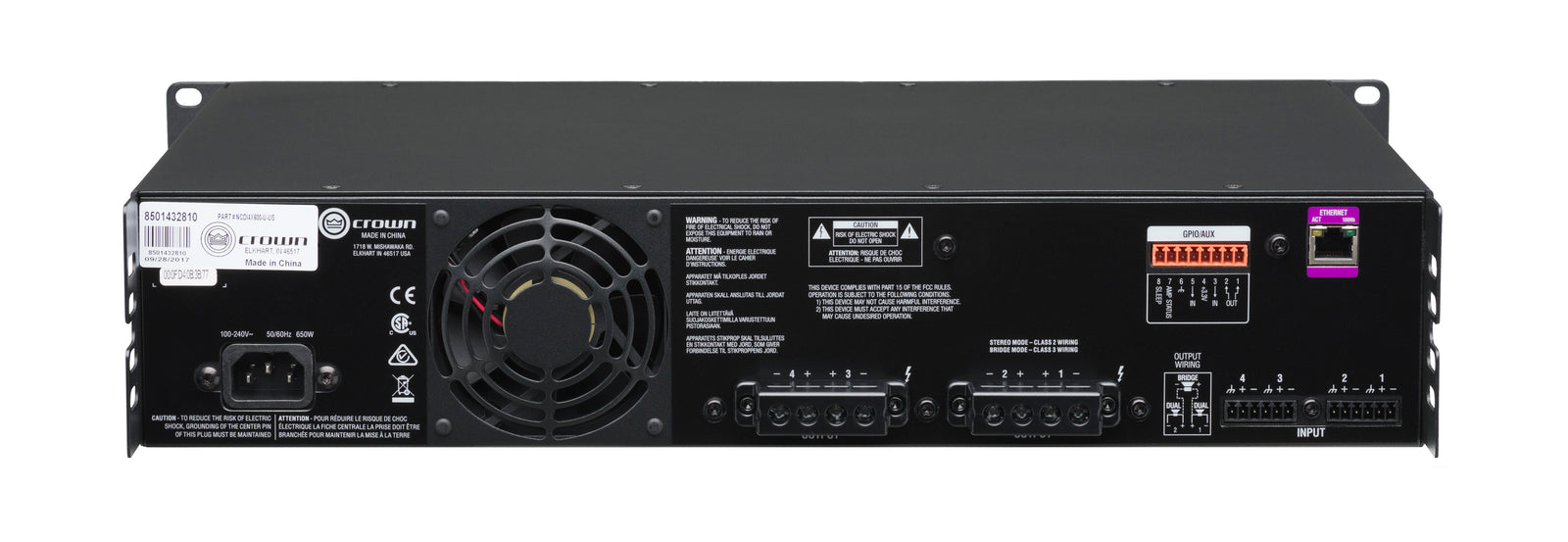 Crown CDi 4|600 Analog Input, 4 Channel, 600W Per Output Channel Audio Amplifier Crown