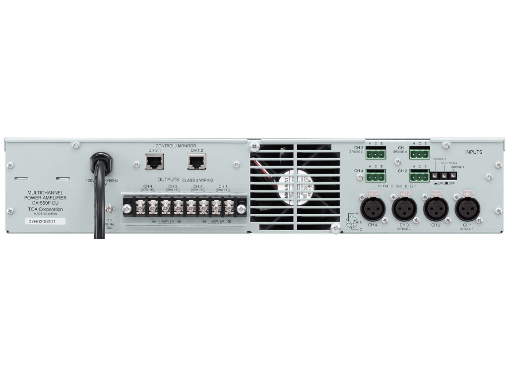 TOA DA-550F 4-Channel Digital Power Amplifier - Black Audio Amplifier TOA