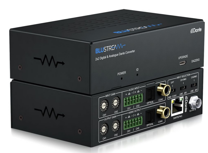 BluStream 2x2 Digital & Analogue Dante® Converter | DA22DIG Adapter / Converter BluStream
