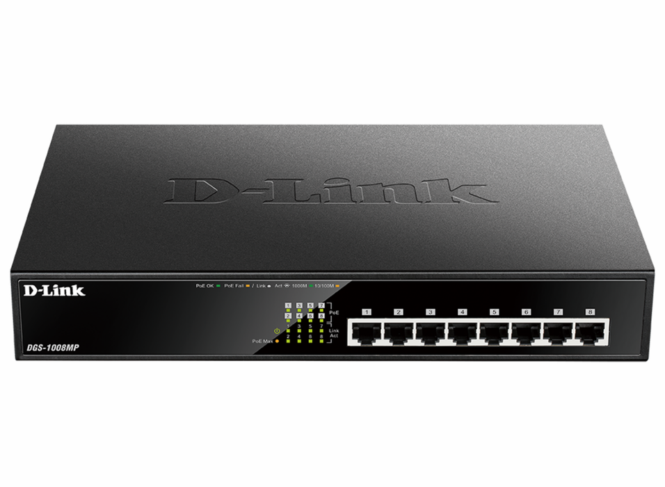 D-Link DGS-1008MP 8-Port Desktop Gigabit Max PoE Switch Network Switch D-Link