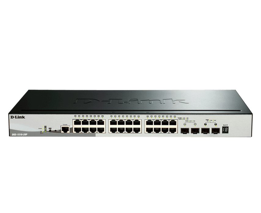 D-Link DGS-1510-28P Gigabit Stackable Smart Managed Switch with 10G Uplinks