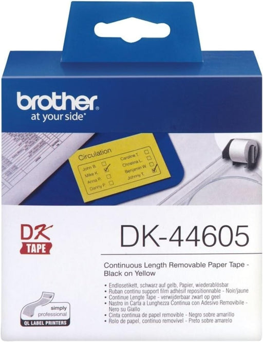 Brother DK44605 Continuous Removable Yellow Paper Tape (62mm) Labelling Tapes Brother