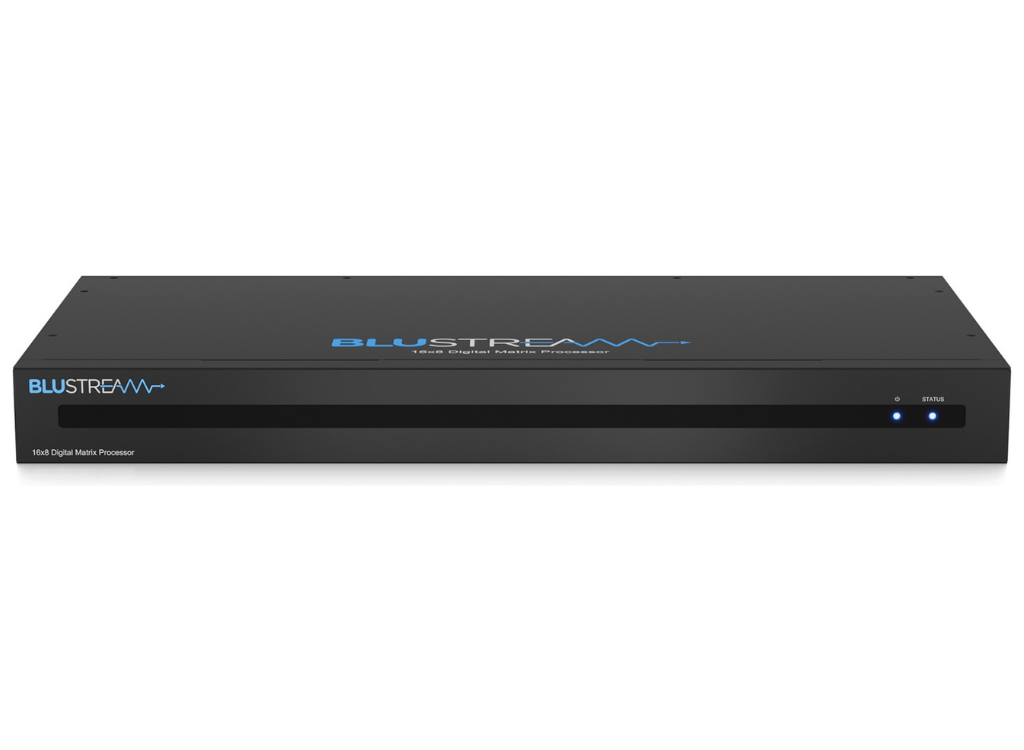 BluStream 16x8 Digital Matrix Processor with 8x analogue, 4x optical, and 4x coaxial inputs to 8x analogue audio outputs, DSP and EQ | DMP168 Matrix Switcher BluStream