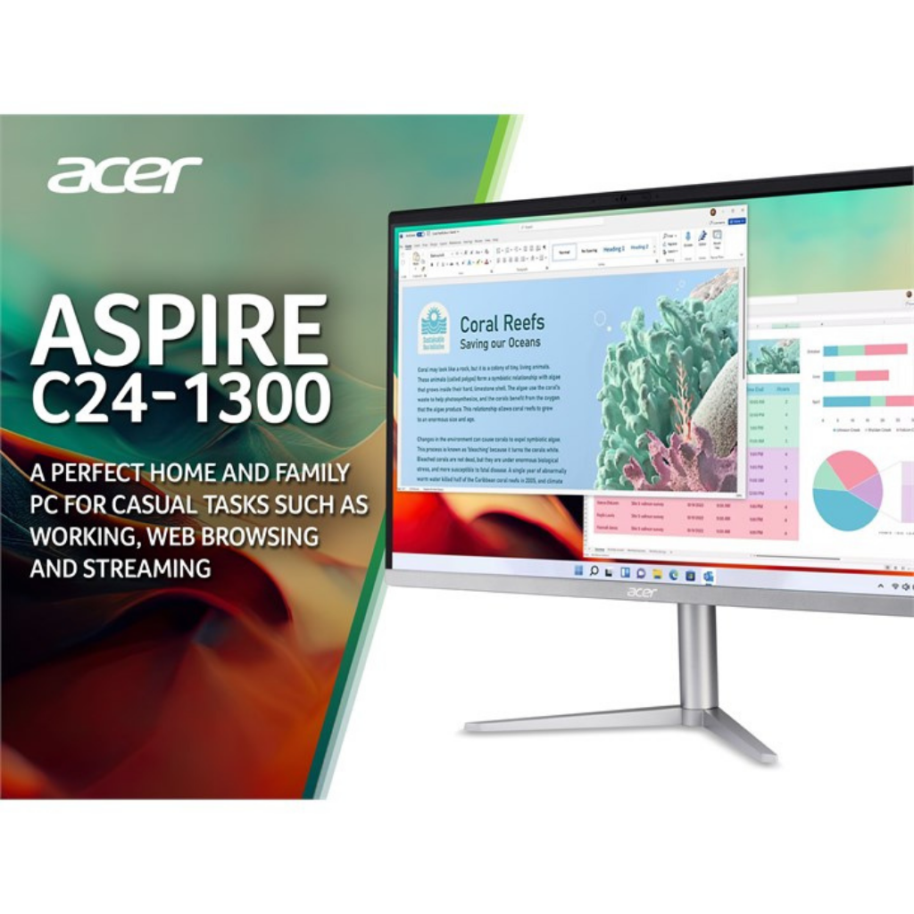 Acer Aspire C24-1300 AMD Ryzen 3, 8GB RAM, 512GB SSD, 23.8" Full HD Desktop PC Acer