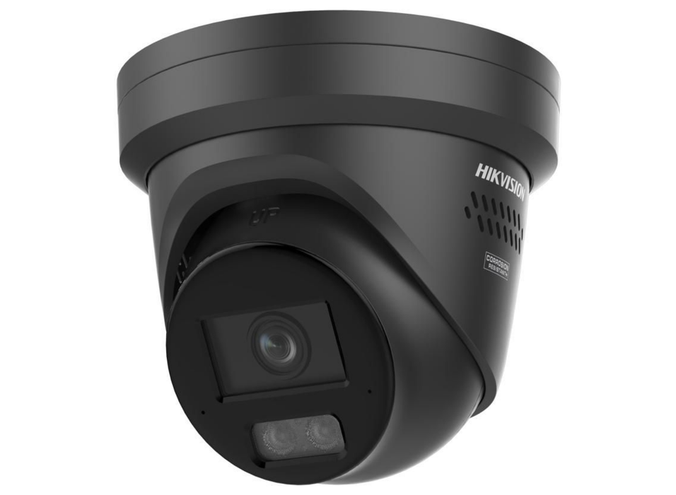 Hikvision 4MP ColorVu 3.0 Fixed Turret IP Camera with Two-Way Audio & Smart Hybrid Light, 2.8mm, Black | DS-2CD2347G3-LIS2UY-SL-BLACK-2.8MM
