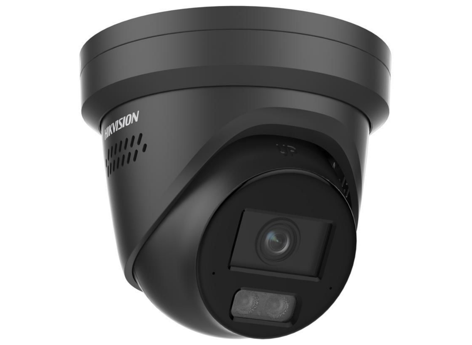Hikvision 4MP ColorVu 3.0 Fixed Turret IP Camera with Two-Way Audio & Smart Hybrid Light, 2.8mm, Black | DS-2CD2347G3-LIS2UY-SL-BLACK-2.8MM