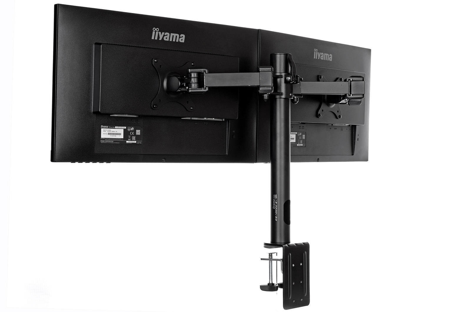 iiyama 10" - 30" Simple And Functional Dual Desktop Arm | DS1002C-B1 Monitor Arm Desk Mount iiyama