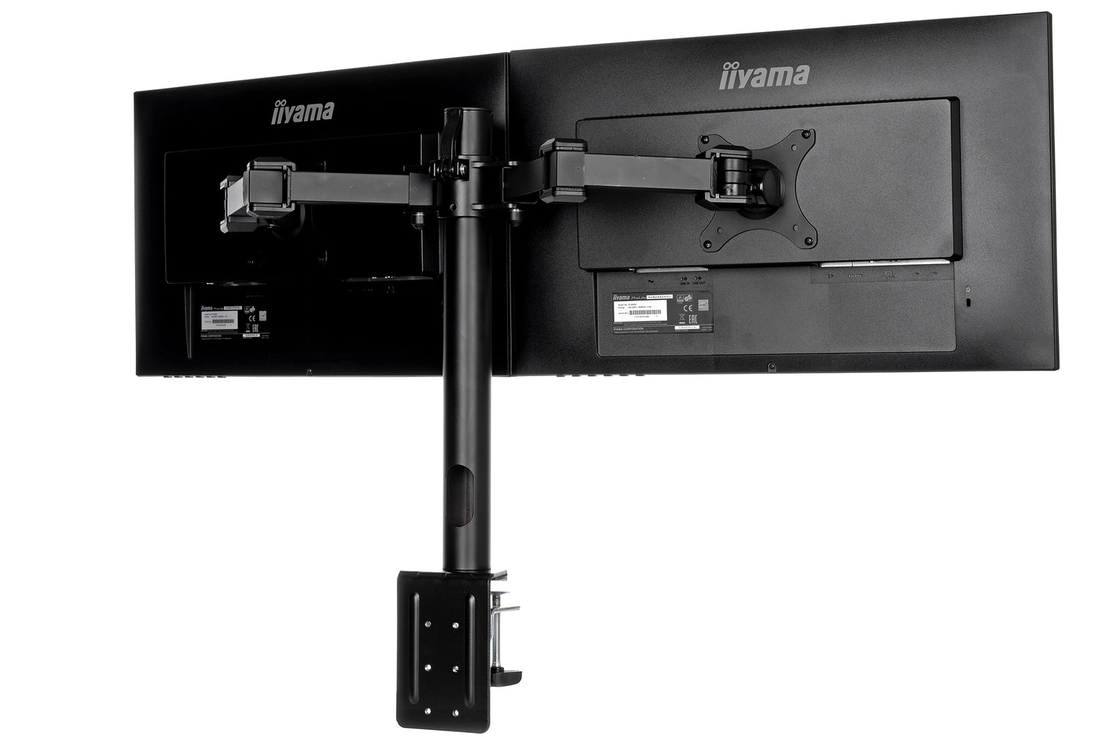 iiyama 10" - 30" Simple And Functional Dual Desktop Arm | DS1002C-B1 Monitor Arm Desk Mount iiyama