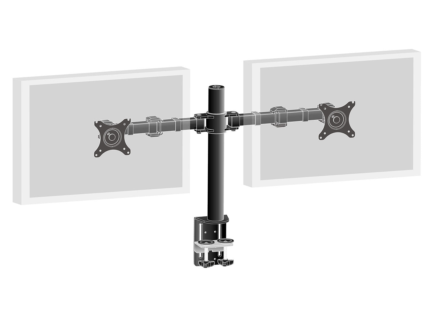 iiyama 10" - 30" Simple And Functional Dual Desktop Arm | DS1002C-B1 Monitor Arm Desk Mount iiyama
