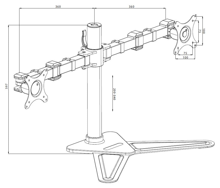 iiyama 10" - 30" Comfortable Dual Desktop Stand | DS1002D-B1 Monitor Arm Desk Mount iiyama
