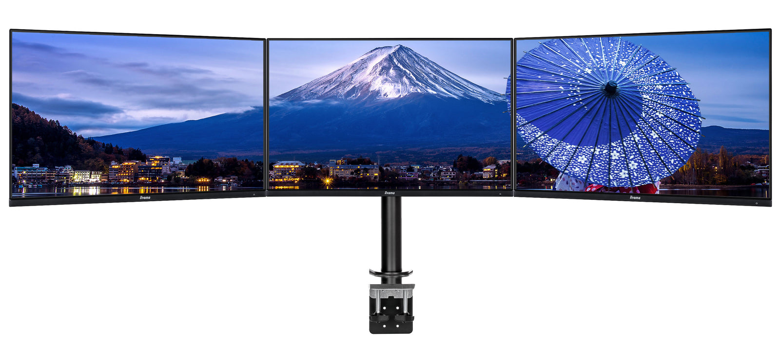 iiyama 10" - 27" Simple And Functional Triple Desktop Arm | DS1003C-B1 Monitor Arm Desk Mount iiyama