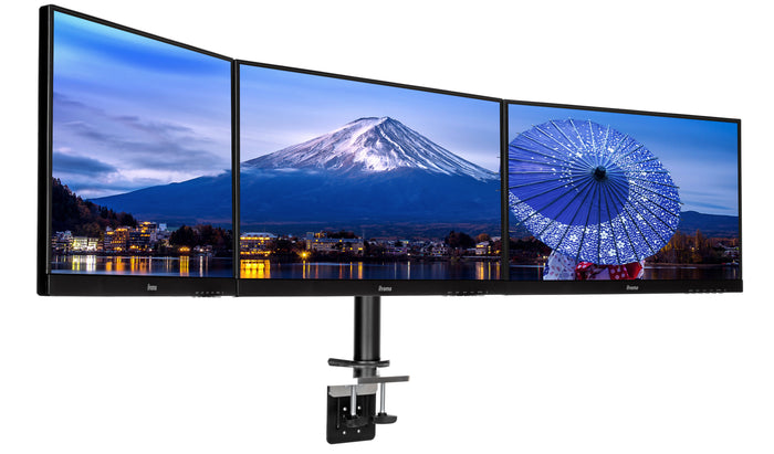 iiyama 10" - 27" Simple And Functional Triple Desktop Arm | DS1003C-B1 Monitor Arm Desk Mount iiyama