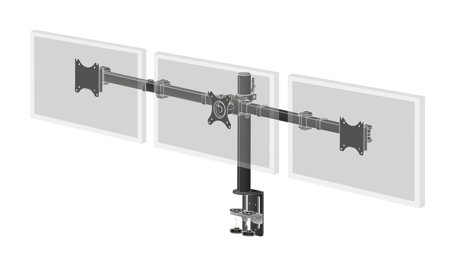 iiyama 10" - 27" Simple And Functional Triple Desktop Arm | DS1003C-B1 Monitor Arm Desk Mount iiyama