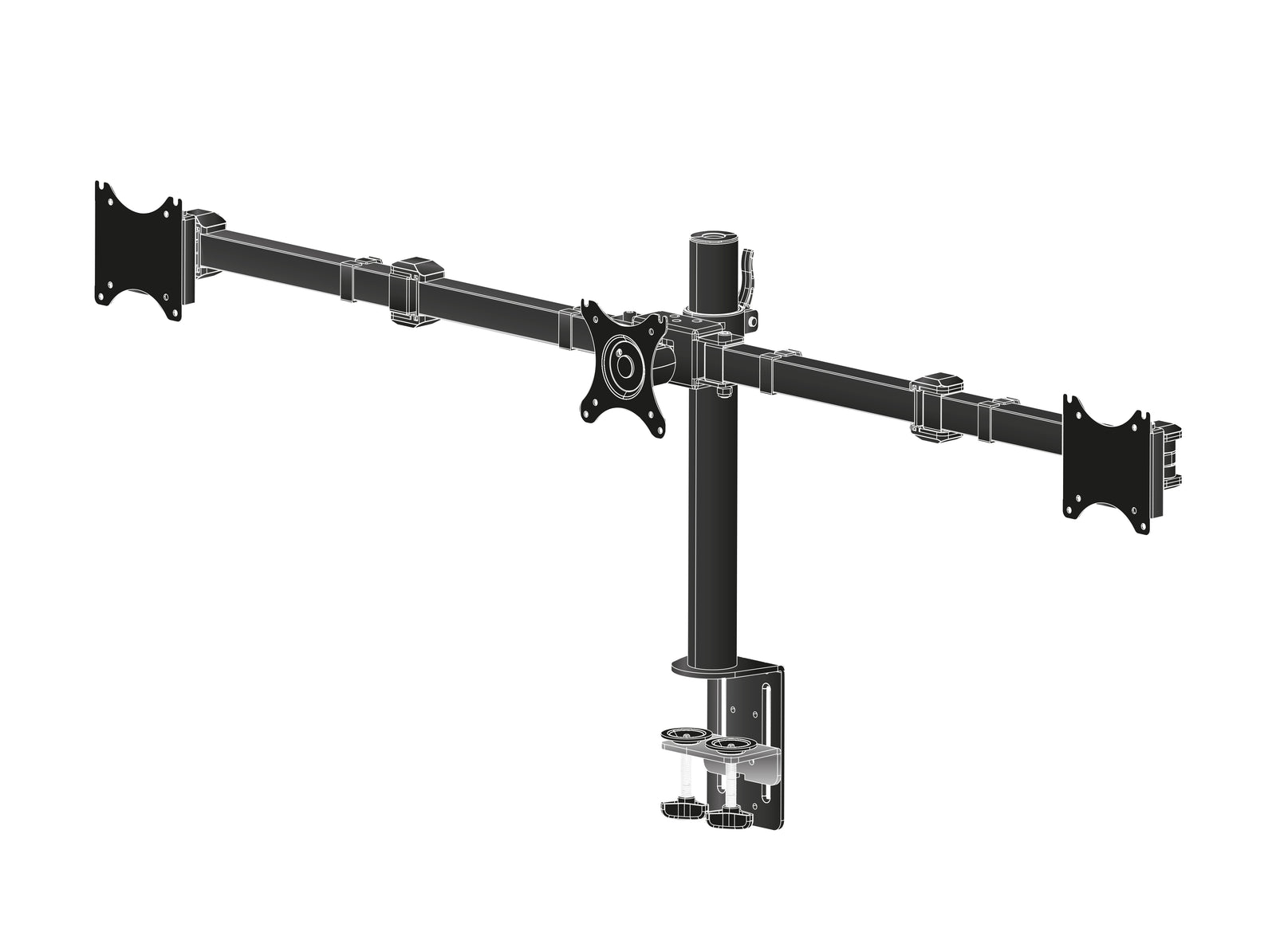 iiyama 10" - 27" Simple And Functional Triple Desktop Arm | DS1003C-B1 Monitor Arm Desk Mount iiyama