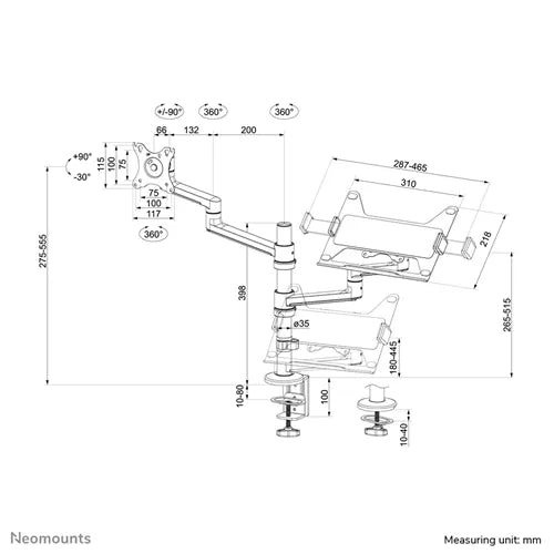 NeoMounts 17" - 27" Monitor/Laptop Desk Mount | DS20-425BL2 Table Stand NeoMounts