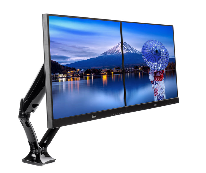 iiyama 10" - 27" Sleek And Stylish Dual Gas Spring Arm | DS3002C-B1 Monitor Arm Desk Mount iiyama