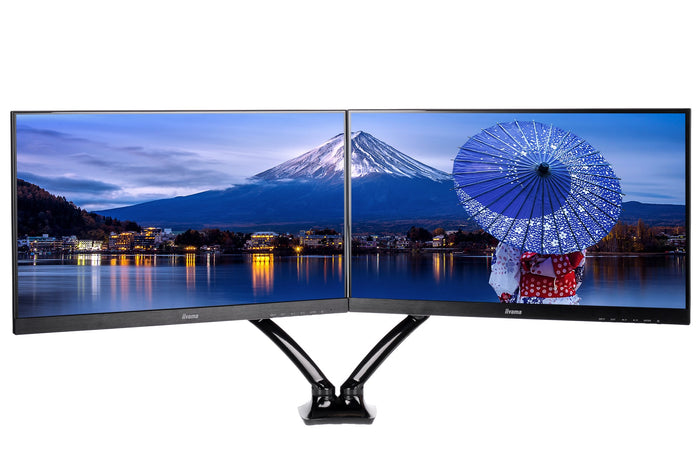 iiyama 10" - 27" Sleek And Stylish Dual Gas Spring Arm | DS3002C-B1 Monitor Arm Desk Mount iiyama