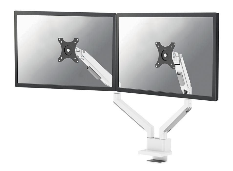 Neomounts DS70-250WH2 Dual Monitor Arm for 17"–32" Screens | Gas Spring - Topfix - 180° Stop
