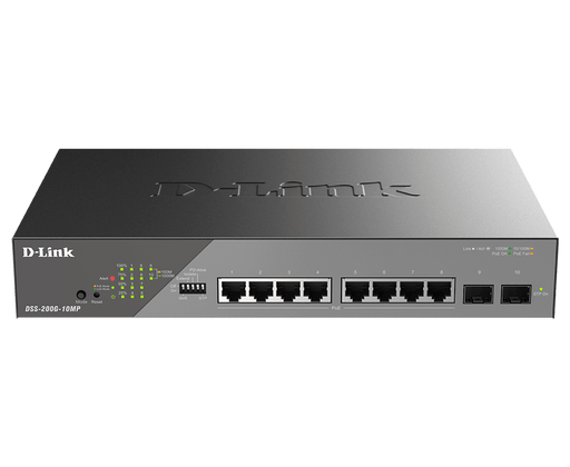 D-Link DSS-200G-10MP/B 8-Port 10/100/1000 PoE Gigabit Ethernet Surveillance Switch